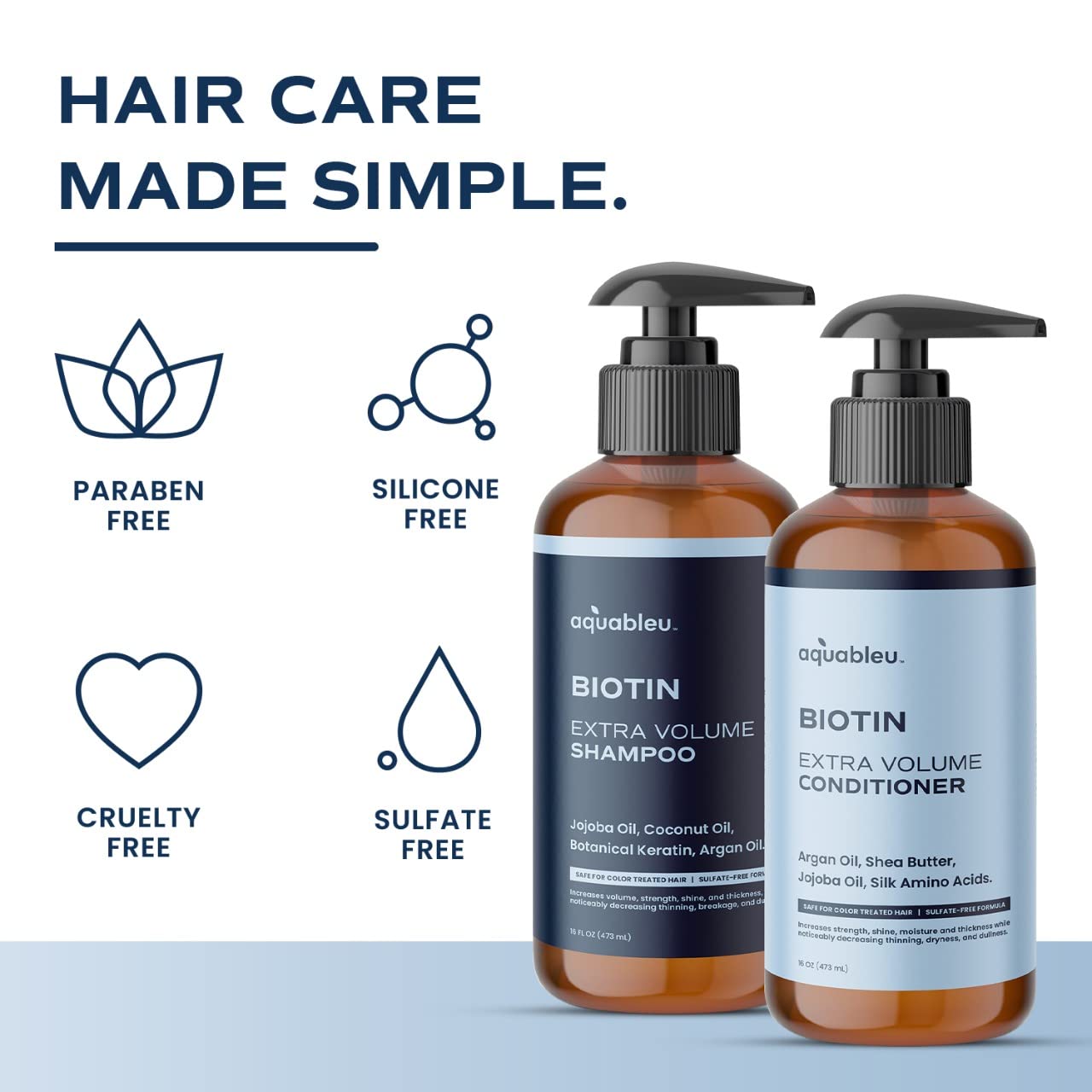 Aquableu Biotin Volumizing Shampoo & Conditioner Set