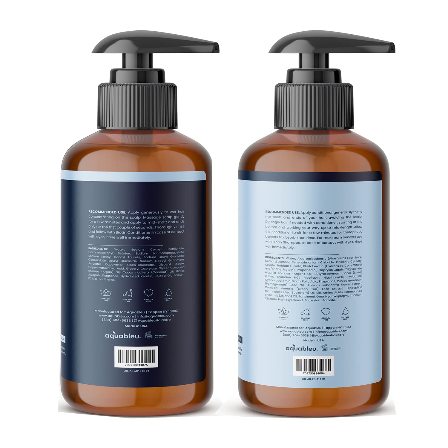 Aquableu Biotin Volumizing Shampoo & Conditioner Set
