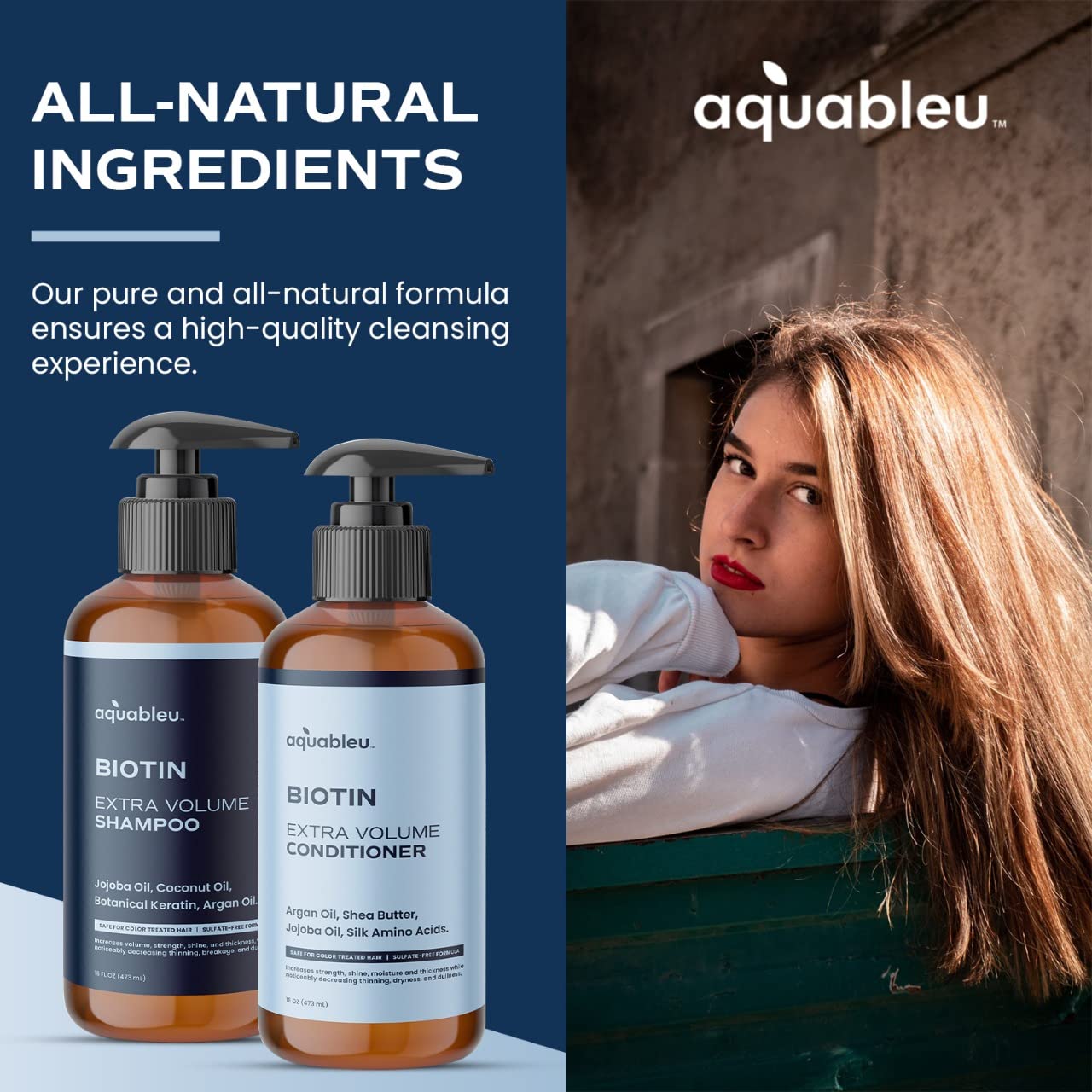 Aquableu Biotin Volumizing Shampoo & Conditioner Set