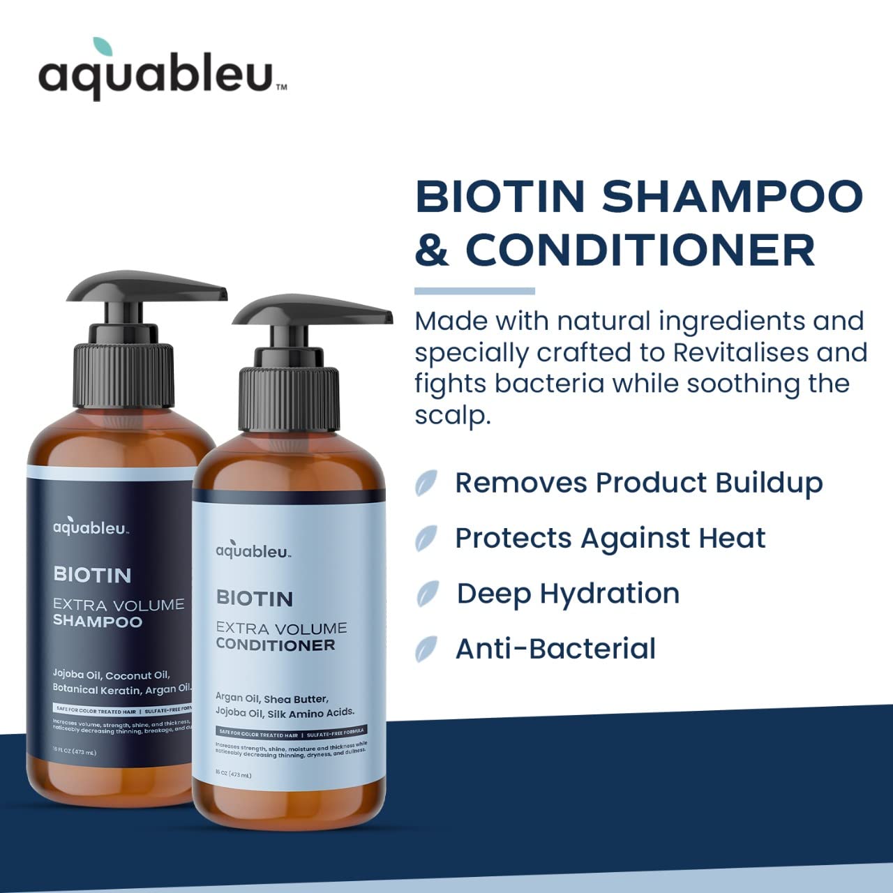 Aquableu Biotin Volumizing Shampoo & Conditioner Set